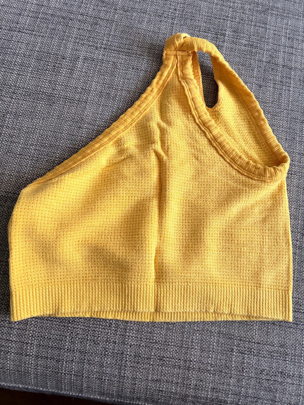 Out from Under For UO One Shoulder Yellow Crop Top Waffle Knit Size Medium/Large